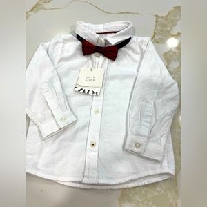 Zara baby long sleeve button down w/ bow tie